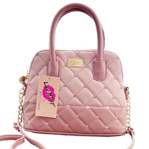 Betsey Johnson Pink quilted heart dome crossbody purse
